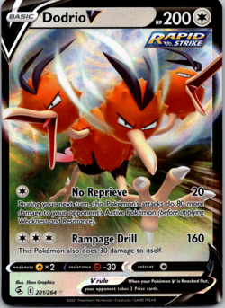 Dodrio V - 201/264 - Pokemon Fusion Strike Sword & Shield Ultra Rare Card NM - Image 1