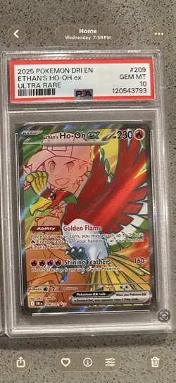Ethan’s Ho-Oh ex 209/182 Ultra Rare PSA 10 Slab Pokemon TCG Card - Image 1