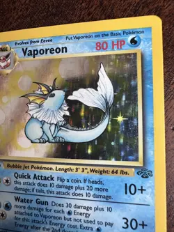 Vaporeon Pokemon Card Holo Holographic 1st Edition 12/64 Rare Jungle 1999 WOTC - Image 3