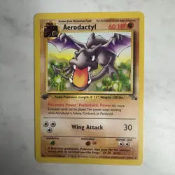 1999 Pokemon AERODACTYL Fossil Set 1ST EDITION Non Holo RARE Card 16/62 WotC NM - Image 1