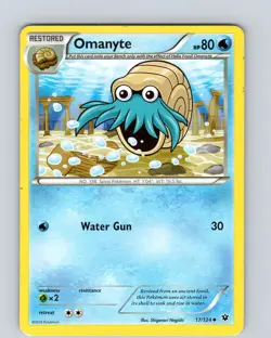 Pokemon TCG Omanyte XY Fates Collide 17/124 Regular Uncommon Card Played LP - Image 1
