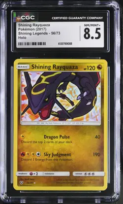 CGC 8.5 Shining Rayquaza 56/73 Holo Shining Legends Pokemon Card - Image 1