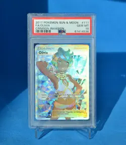 2017 Pokemon Sun & Moon Olivia 111 Full Art Crimson Invasion PSA 10 - Image 1
