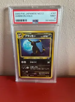 2000 Pokemon Umbreon Neo Discovery Japanese Rare Holo #197 PSA 9 MINT - Image 3