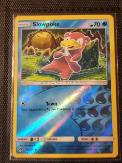 Pokemon Sun & Moon Lost Thunder Slowpoke 54/214 Reverse Holo NM Card - Image 1