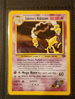 Pokemon TCG Sabrina's Alakazam Holo Gym Challenge 16/132 LP Card - Image 1