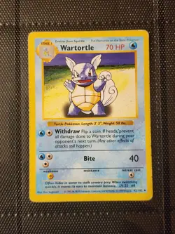 Pokemon TCG Wartortle Base Set Shadowless Unlimited Card 42/102 - Image 1