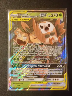 Rowlet & Alolan Exeggutor GX 1/236 Holo Rare GX Unified Minds Pokemon NM Card - Image 1
