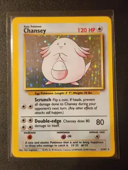 Pokemon Card TCG Chansey Base Set Holo Unlimited 3/102 WOTC Rare Collection LP - Image 1