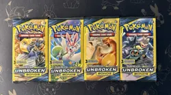 Pokemon Sun & Moon Unbroken Bonds 3 Card Mini Booster Pack 4 Pack Art Set - Image 1