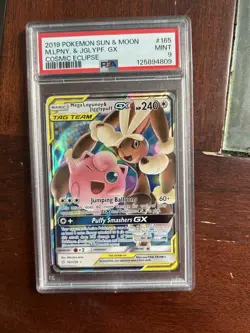 Pokemon TCG Mega Lopunny Jigglypufff GX Tag Team Cosmic Eclipse PSA 9! 165 - Image 1