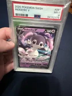 PSA 9 Indeedee V Ultra Rare Holo 091/202 Sword & Shield Pokemon 2020 Card - Image 1