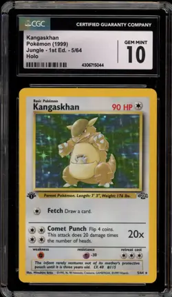 Pokemon Kangaskhan Jungle 1st Edition Holo Rare #5 CGC 10 Gem Mint - Image 1