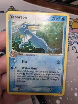 Pokemon VAPOREON 6/17 (Holo Rare) POP Series 3 SWIRL 🌀 - Image 3
