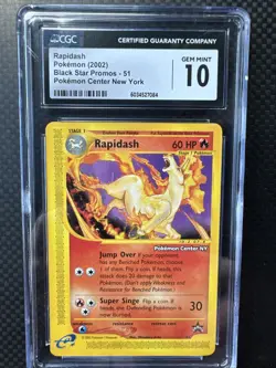 CGC 10 GEM MINT Rapidash 2002 Black Star Promo 51 Pokemon TCG POKEMON CENTER NY - Image 1