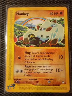 Pokemon TCG Mankey 092/147 Aquapolis Card - Image 1