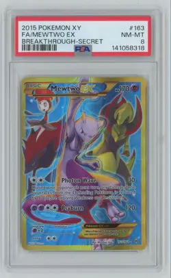 2015 Pokemon XY BREAKthrough Mewtwo EX PSA 8 Secret #163 - Image 1