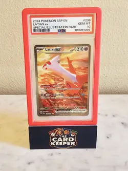 2024 POKEMON SSP EN-SURGING SPARKS SPECIAL ILLUSTRATION RARE LATIAS EX PSA 10 - Image 1