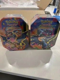 Pokemon TCG Mega Charizard X & Y EX Tins New And Sealed - Set of 2 - Image 1
