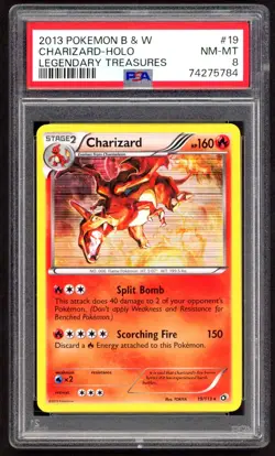 Pokemon Cards - PSA 8 Charizard 19/113 - Legendary Treasures B & W Holo - PSA8 - Image 1