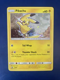 2017 Pokemon Sun & Moon Black Star Promo SM98 Pikachu Cosmos Holo NM - Image 1