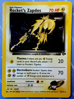 Rocket's Zapdos HOLO RARE 15/132 Gym Challenge VINTAGE Pokemon 2000 - Image 1