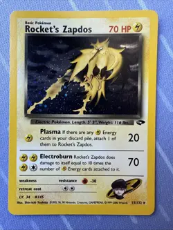 Rocket's Zapdos HOLO RARE 15/132 Gym Challenge VINTAGE Pokemon 2000 - Image 2