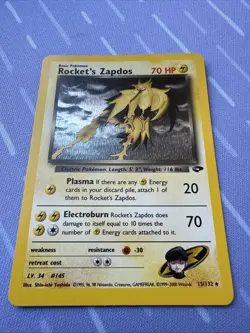 Rocket's Zapdos HOLO RARE 15/132 Gym Challenge VINTAGE Pokemon 2000 - Image 3