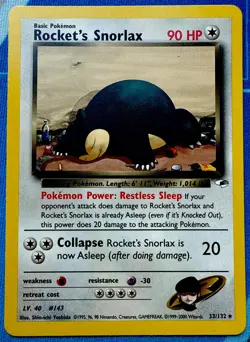 Rocket's Snorlax #33/132 Non-Holo Rare Gym Heroes VINTAGE 2000 Pokemon - Image 1