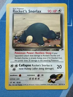 Rocket's Snorlax #33/132 Non-Holo Rare Gym Heroes VINTAGE 2000 Pokemon - Image 2