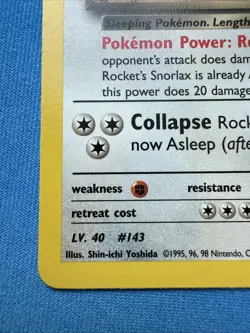 Rocket's Snorlax #33/132 Non-Holo Rare Gym Heroes VINTAGE 2000 Pokemon - Image 5