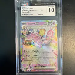 2025 Pokemon Prismatic Evolutions Surprise Box Stamp Promo #034 Espeon CGC 10 - Image 1