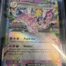 2025 Pokemon Prismatic Evolutions Surprise Box Stamp Promo #034 Espeon CGC 10 - Image 3