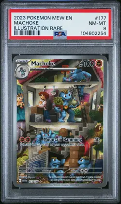 PSA 8 Machoke 177 Illustration Rare Pokemon 2023 Pokemon Mew En-151 - Image 1