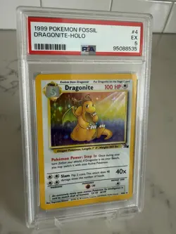 1999 Pokemon Fossil - Dragonite #4 Holo PSA 5 EX - Image 1