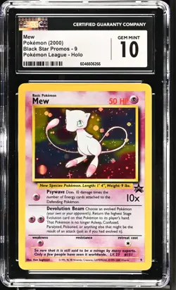 Pokemon GRADED 2000 Mew 9 WotC Pokemon League Black Star Promo Holo 10 CGC ENG - Image 1