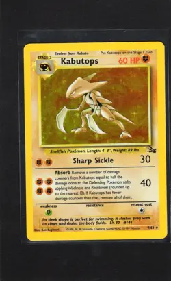 Pokemon Kabutops Fossil Holo Card 9/62 Unlimited Holo Rare NM/LP - Image 1