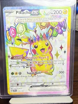 Pikachu EX Ultra Rare Card 219/191 Surging Sparks, Near Mint Condition - Image 1