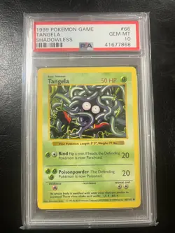 Tangela PSA 10 SHADOWLESS 1999 Pokemon Card 66/102 Gem Mint BASE SET - Image 1