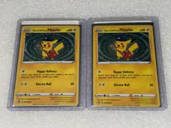 Pokemon center Special Delivery Pikachu SWSH074 Promo Pokemon Card Holo swirl - Image 1