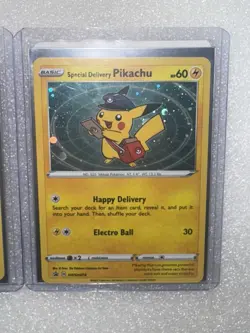 Pokemon center Special Delivery Pikachu SWSH074 Promo Pokemon Card Holo swirl - Image 5