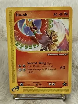 Ho-Oh # 52 WOTC Black Star PROMO "Pokemon Center NY" Stamped Card E- Reader NM - Image 3