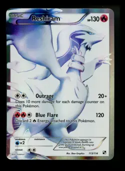 #2 Reshiram 113/114 Black & White 2011 Full Art Holo Pokemon Card TCG - Image 1