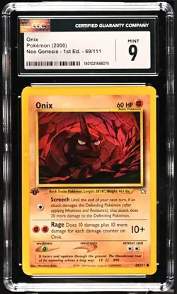 CGC 9 MINT Onix 1st Edition Pokemon Neo Genesis 69/111 - Image 1