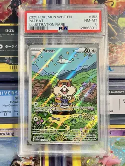 2025 POKEMON WHITE FLARE EN PATRAT ILLUSTRATION RARE 152/086 MINT PSA 8 - Image 1