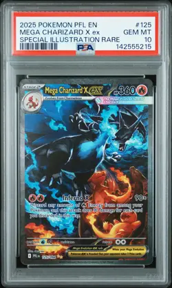 2025 POKEMON PFL EN-PHANTASMAL FLAMES #125 MEGA CHARIZARD X EX PSA 10 - Image 1