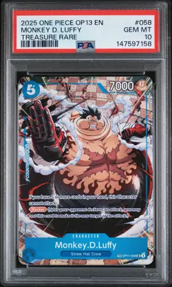 2025 ONE PIECE OP13-CARRYING ON HIS WILL TREASURE RARE MONKEY D. LUFFY PSA 10 - Image 1