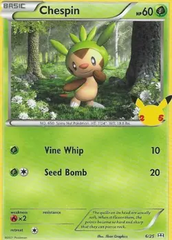 Pokemon Card - Chespin (6/25) 2021 McDonalds 25th Anniversary Promo Non Holo - Image 1