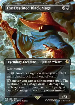 MTG The Destined Black Mage (Borderless) [FINAL FANTASY Commander] Foil Near Min - Image 1
