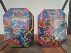 Pokemon Mega Charizard X & Y EX Tin Set - 1 of each - Factory Sealed - Image 1